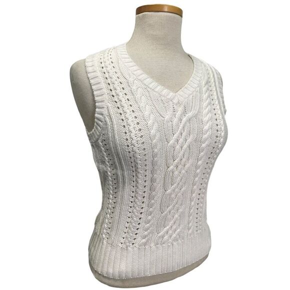 Lilly Pulitzer Cable Knit Cotton Knit Vest Size Medium - Picture 3 of 7